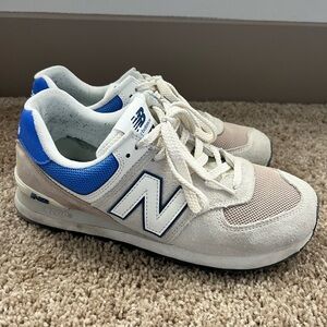 Rare New Balance 574 Blue and White Sneakers